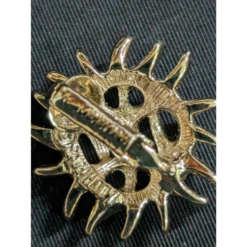 Vintage Sarah Coventry Gold-Tone Sea Urchin‎ Brooch & Clip-On Earrings Set